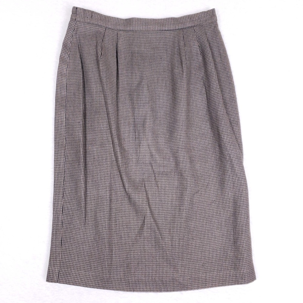 Chad Stevens Vintage Pencil‎ Skirt Midi Houndstooth Gray Sz 12 Career Officecore